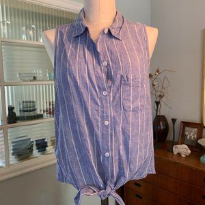 BeachLunchLounge Sleeveless Linen Tie-Front Top L